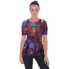 Pretty Peacock Feather Short Sleeve Top