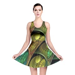 Psytrance Abstract Colored Pattern Feather Reversible Skater Dress by BangZart