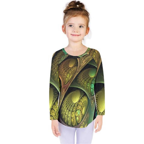 Psytrance Abstract Colored Pattern Feather Kids  Long Sleeve Tee by BangZart