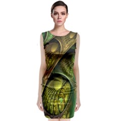 Psytrance Abstract Colored Pattern Feather Sleeveless Velvet Midi Dress by BangZart