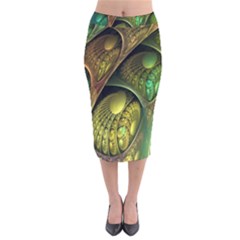 Psytrance Abstract Colored Pattern Feather Velvet Midi Pencil Skirt by BangZart