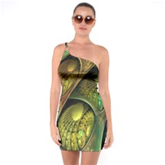 Psytrance Abstract Colored Pattern Feather One Soulder Bodycon Dress by BangZart