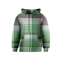 Plaid Fabric Texture Brown And Green Kids  Pullover Hoodie