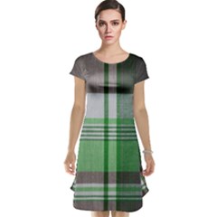 Plaid Fabric Texture Brown And Green Cap Sleeve Nightdress by BangZart