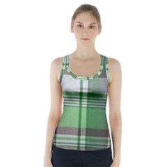 Plaid Fabric Texture Brown And Green Racer Back Sports Top by BangZart