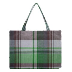 Plaid Fabric Texture Brown And Green Medium Tote Bag by BangZart