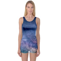 Galaxy Nebula Astro Stars Space One Piece Boyleg Swimsuit by paulaoliveiradesign