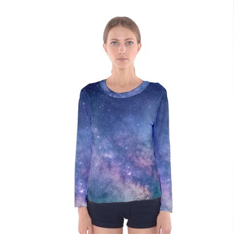 Galaxy Nebula Astro Stars Space Women s Long Sleeve Tee by paulaoliveiradesign