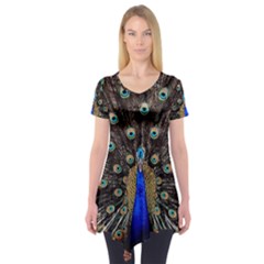 Peacock Short Sleeve Tunic  by BangZart