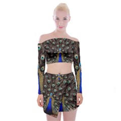 Peacock Off Shoulder Top With Skirt Set by BangZart