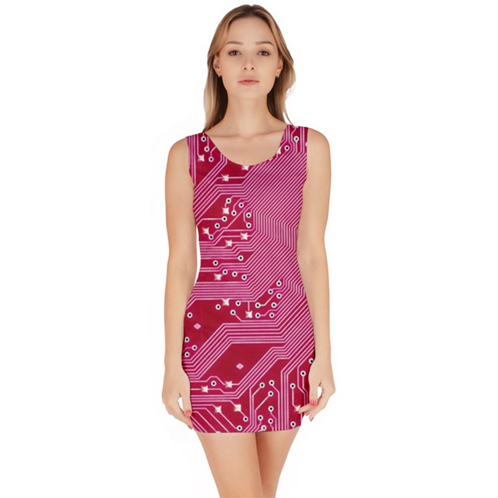 Pink Circuit Pattern Bodycon Dress