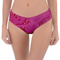 Pink Circuit Pattern Reversible Classic Bikini Bottoms