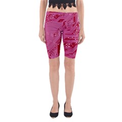 Pink Circuit Pattern Yoga Cropped Leggings by BangZart