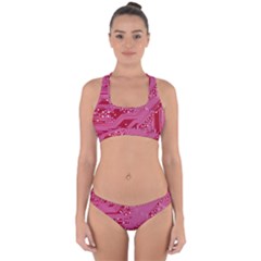 Pink Circuit Pattern Cross Back Hipster Bikini Set