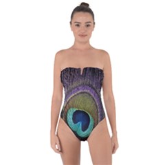 Peacock Feather Tie Back One Piece Swimsuit by BangZart