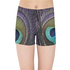 Peacock Feather Kids Sports Shorts by BangZart