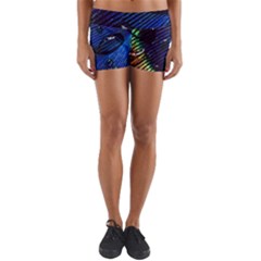 Peacock Feather Retina Mac Yoga Shorts