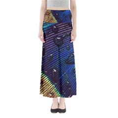 Peacock Feather Retina Mac Full Length Maxi Skirt by BangZart