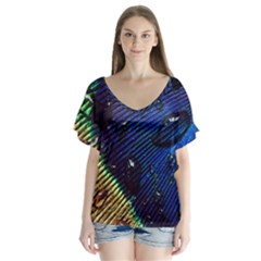 Peacock Feather Retina Mac Flutter Sleeve Top by BangZart