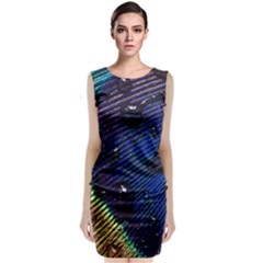 Peacock Feather Retina Mac Sleeveless Velvet Midi Dress by BangZart