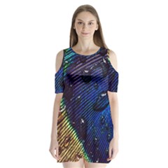 Peacock Feather Retina Mac Shoulder Cutout Velvet  One Piece by BangZart