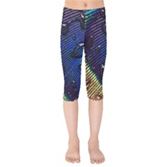 Peacock Feather Retina Mac Kids  Capri Leggings 