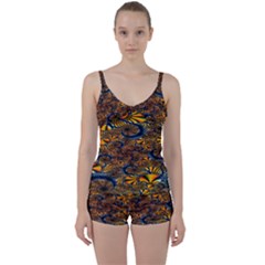 Pattern Bright Tie Front Two Piece Tankini