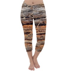 Natural Wood Texture Capri Winter Leggings  by BangZart