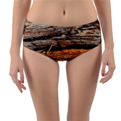 Natural Wood Texture Reversible Mid-waist Bikini Bottoms by BangZart