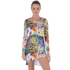 Multicolor Anime Colors Colorful Asymmetric Cut-out Shift Dress by BangZart