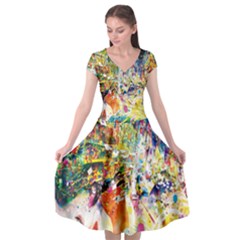 Multicolor Anime Colors Colorful Cap Sleeve Wrap Front Dress by BangZart