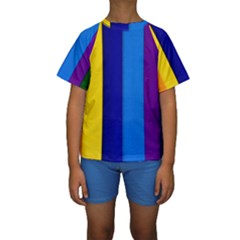 Paper Rainbow Colorful Colors Kids  Short Sleeve Swimwear