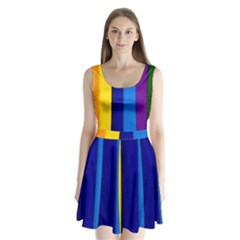 Paper Rainbow Colorful Colors Split Back Mini Dress  by paulaoliveiradesign