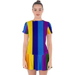 Paper Rainbow Colorful Colors Drop Hem Mini Chiffon Dress