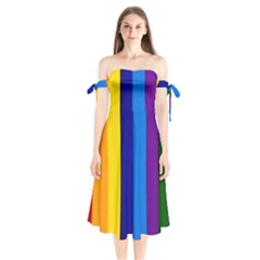 Paper Rainbow Colorful Colors Shoulder Tie Bardot Midi Dress