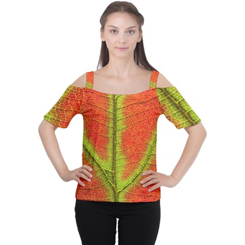 Nature Leaves Cutout Shoulder Tee by BangZart