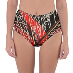 Leaf Pattern Reversible High-waist Bikini Bottoms by BangZart