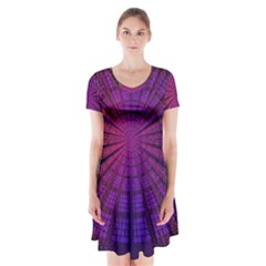 Matrix Short Sleeve V-neck Flare Dress by BangZart