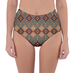 Knitted Pattern Reversible High-waist Bikini Bottoms