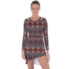 Knitted Pattern Asymmetric Cut-out Shift Dress