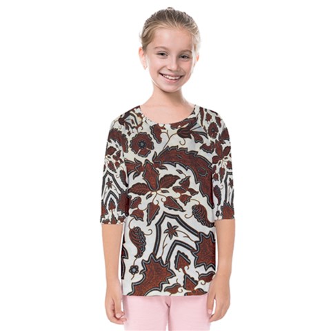 Javanese Batik Kids  Quarter Sleeve Raglan Tee by BangZart