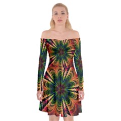 Kaleidoscope Patterns Colors Off Shoulder Skater Dress by BangZart