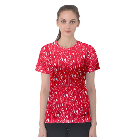 Heart Pattern Women s Sport Mesh Tee by BangZart