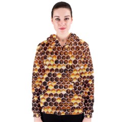 Honey Honeycomb Pattern Women s Zipper Hoodie by BangZart