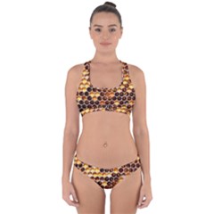 Honey Honeycomb Pattern Cross Back Hipster Bikini Set