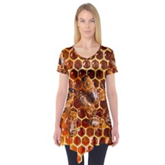 Honey Bees Short Sleeve Tunic  by BangZart