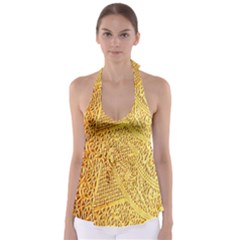 Gold Pattern Babydoll Tankini Top