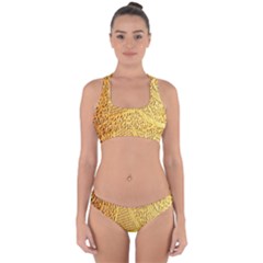 Gold Pattern Cross Back Hipster Bikini Set