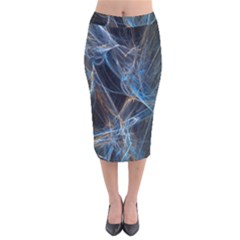 Fractal Tangled Minds Velvet Midi Pencil Skirt by BangZart