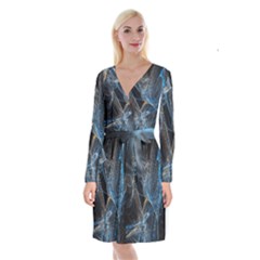 Fractal Tangled Minds Long Sleeve Velvet Front Wrap Dress by BangZart